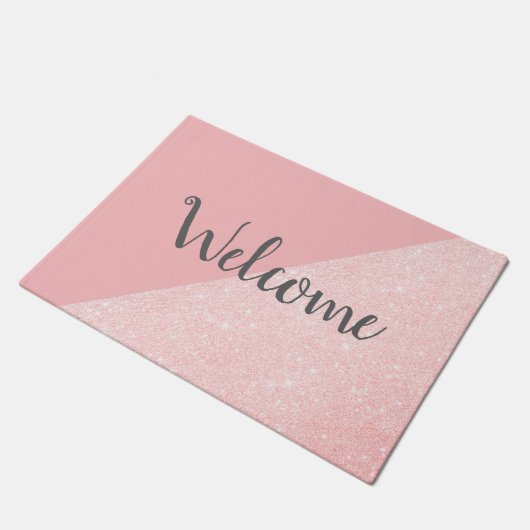 Eleganter, gürtlicher Rose, vergoldeter Glitzer un Fußmatte (Schrägansicht)