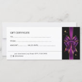 Eleganter Gutschein für Lila- und Goldbriefe (Rückseite)