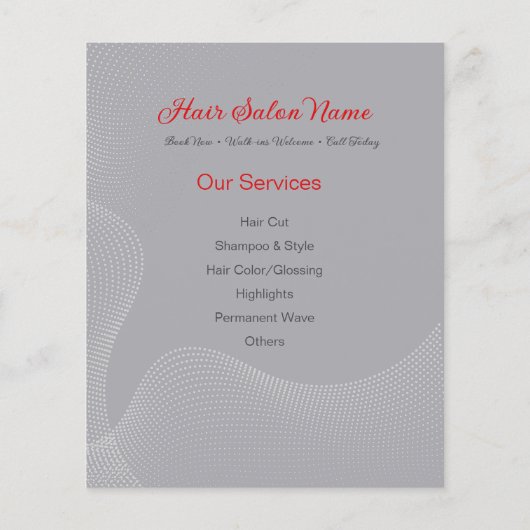 Eleganter Haarsalon Flyer - Individuelle Services (Hinten)