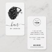 Eleganter Haarsalon Schwarz & Weiß Afro Haarmädche Visitenkarte (Vorne/Hinten)