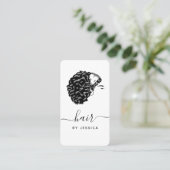 Eleganter Haarsalon Schwarz & Weiß Afro Haarmädche Visitenkarte (Stehend Vorderseite)