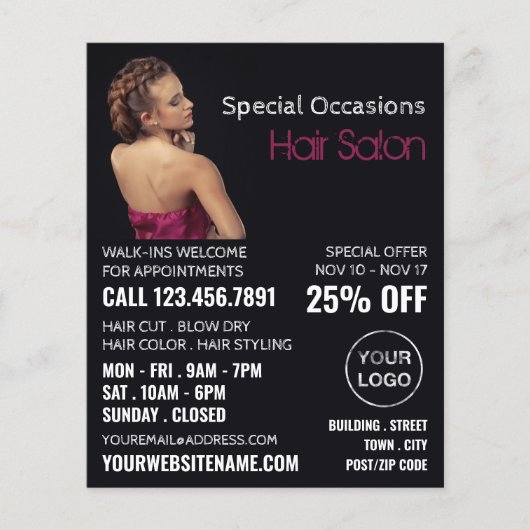 Eleganter Haarstil, Friseur, Friseur Flyer (Vorne)