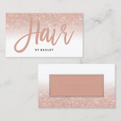 Eleganter Haartypografie Rose Gold Glitzer weiß Visitenkarte (Vorne/Hinten)