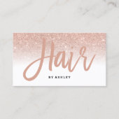 Eleganter Haartypografie Rose Gold Glitzer weiß Visitenkarte (Vorderseite)