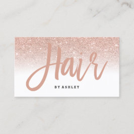 Eleganter Haartypografie Rose Gold Glitzer weiß Visitenkarte