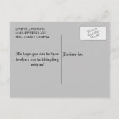 Eleganter Halbzeitgedanke speichern Sie das Datum Ankündigungspostkarte (Rückseite)