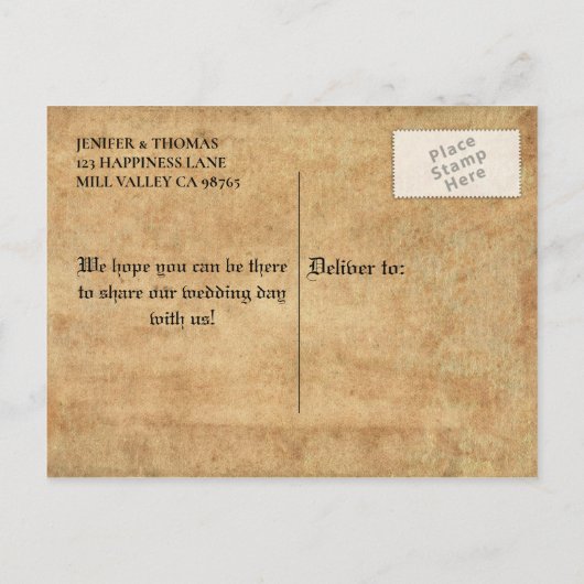 Eleganter Halbzeitgedanke speichern Sie das Datum Ankündigungspostkarte (Rückseite)