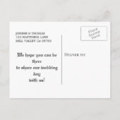 Eleganter Halbzeitgedanke speichern Sie das Datum  Ankündigungspostkarte (Rückseite)