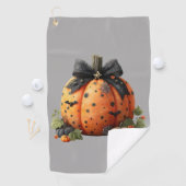 Eleganter Halloween Pumpkin mit Black Bow Golfhandtuch (Insitu)