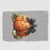 Eleganter Halloween Pumpkin mit Black Bow Golfhandtuch (Horizontal)