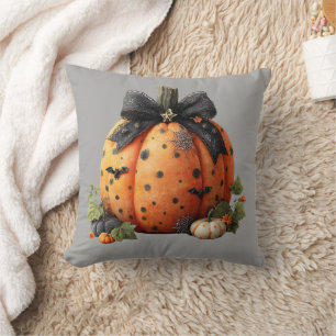 Eleganter Halloween Pumpkin mit Black Bow Kissen