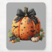 Eleganter Halloween Pumpkin mit Black Bow Mousepad (Vorne)