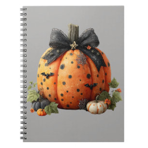 Eleganter Halloween Pumpkin mit Black Bow Notizblock