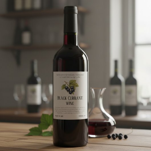 Eleganter handgefertigter Black Currant Weinetikett