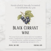 Eleganter handgefertigter Black Currant Weinetikett (Einzelnes Label)