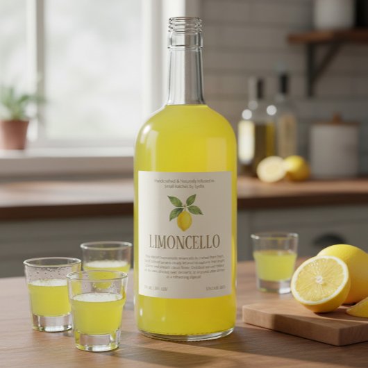 Eleganter handgefertigter Limoncello Weinetikett
