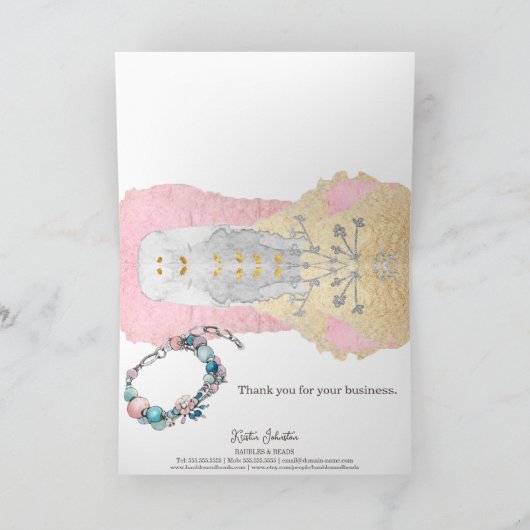 Eleganter handgefertigter Schmuck & Beads Vielen D Dankeskarte (Innenseite)