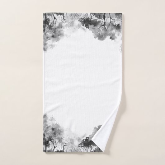 Eleganter handgemalt grauer Krankranich Badhandtuch Set (Handtuch)