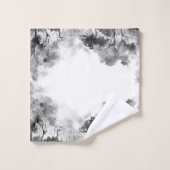 Eleganter handgemalt grauer Krankranich Badhandtuch Set (Waschlappen)