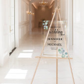 Eleganter, handgemalter Eukalyptus-Hochzeitsempfan Acrylschild