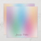 Eleganter, handgeschriebener Monogramm-Regenbogen Mitteilungskarte (Vorne/Hinten)