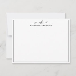Eleganter, handgeschriebener Monogrammname Mitteilungskarte