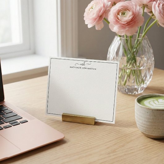 Eleganter, handgeschriebener Monogrammname Mitteilungskarte