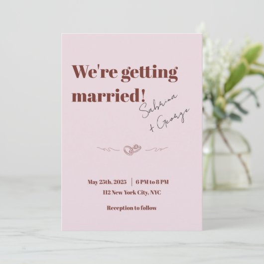 Eleganter, handgeschriebener QR-Code Hochzeit Einladung (Stehend Vorderseite)