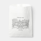 Eleganter handgezeichneter Ort Vielen Dank Geschenktütchen (Vorderseite)