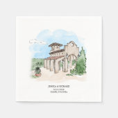 Eleganter handgezeichneter Ort Vielen Dank Serviette (Vorderseite)