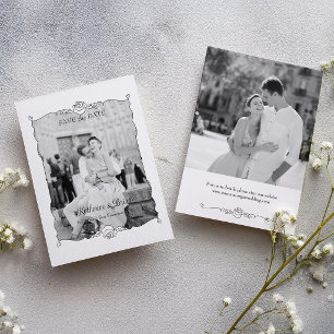 Eleganter Handgezeichneter Rosen-Fotorahmen Save The Date