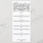 Eleganter handgezeichneter Veranstaltungsort Menükarte (Vorderseite)