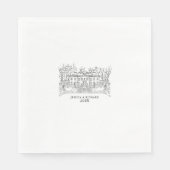 Eleganter handgezeichneter Veranstaltungsort Serviette (Vorderseite)