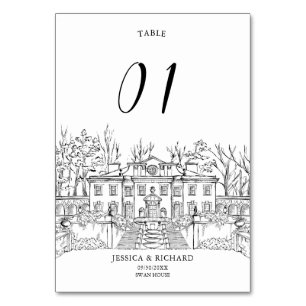 Eleganter handgezeichneter Veranstaltungsort Tischnummer