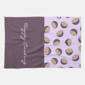 Eleganter handlicher Name Happy Cooking lila Geschirrtuch (Horizontal)
