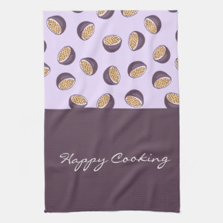 Eleganter handlicher Name Happy Cooking lila Geschirrtuch