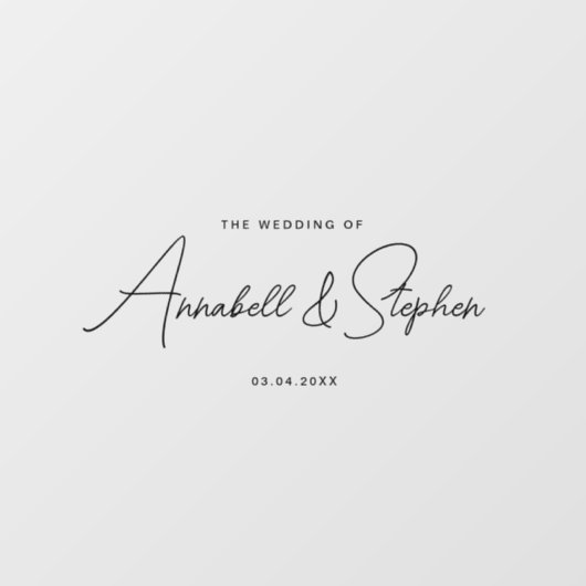 Eleganter, handschriftlicher Schriftart, Hochzeit Fensteraufkleber (Blatt)