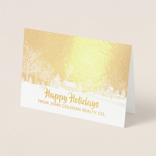 Eleganter Happy Holidays Winter Business Holiday Folienkarte (Vorderseite)