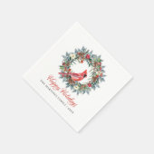 Eleganter Happy Holidays Wreath Roter Kardinal Serviette (Ecke)