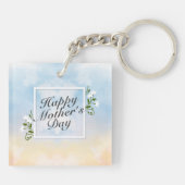 Eleganter Happy Mother Day Floral Frame Schlüssela Schlüsselanhänger (Rückseite)