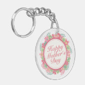 Eleganter Happy Mother Day Floral Frame Schlüssela Schlüsselanhänger (Vorderseite links)