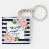 Eleganter Happy Mother Day Floral Frame Schlüssela Schlüsselanhänger (Rückseite)