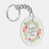 Eleganter Happy Mother Day Floral Frame Schlüssela Schlüsselanhänger (Vorderseite links)