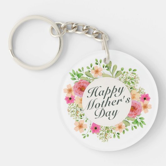 Eleganter Happy Mother Day Floral Frame Schlüssela Schlüsselanhänger (Vorderseite)