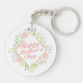 Eleganter Happy Mother Day Floral Frame Schlüssela Schlüsselanhänger (Rückseite)