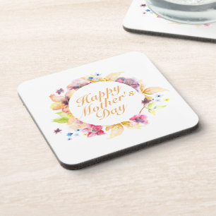 Eleganter Happy Mother Day Floral Frame Untersetze Getränkeuntersetzer