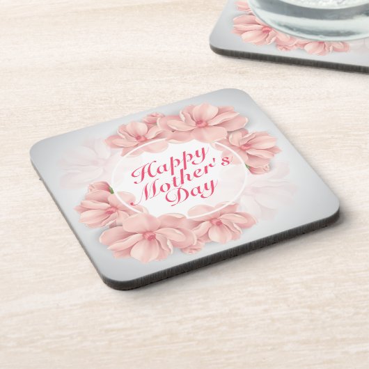 Eleganter Happy Mother Day Floral Frame Untersetze Getränkeuntersetzer (Linke Seite)