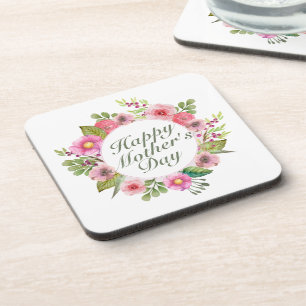 Eleganter Happy Mother Day Floral Frame Untersetze Getränkeuntersetzer