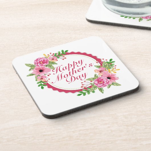 Eleganter Happy Mother Day Floral Frame Untersetze Untersetzer (Linke Seite)