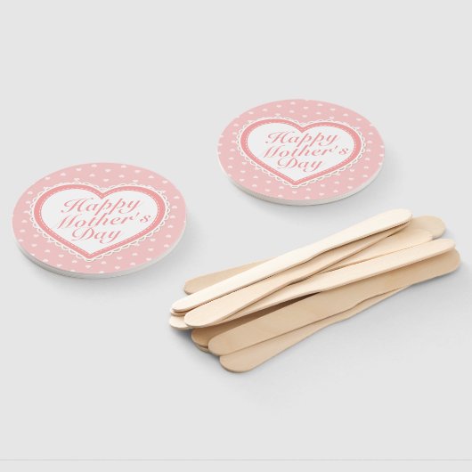 Eleganter Happy Mother's Day Pink Hearts Hand Fan Fächer (Non-assembled)
